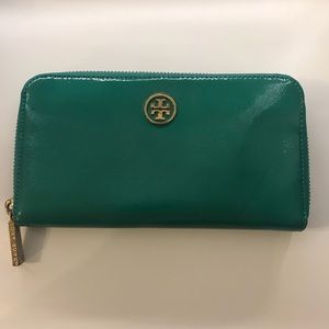 Teal Tory Butch Zip Wallet